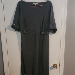 Merona Gray Sheath Dress Short Sleeve Crew Neck